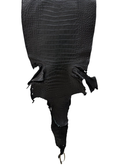 36 cm Grade 4/5 Black Matte Wild American Alligator Leather - Tag: LA16-0042741