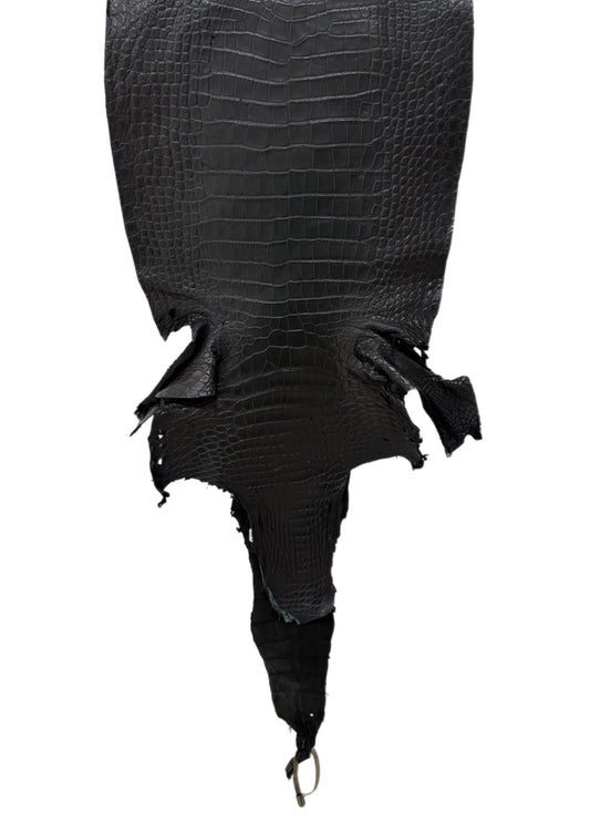 36 cm Grade 4/5 Black Matte Wild American Alligator Leather - Tag: LA16-0042741
