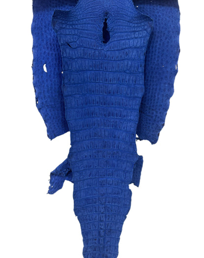 44 cm Grade 3/4 Cobalt Blue Nubuck Wild American Alligator Leather - Tag: LA22-0021549