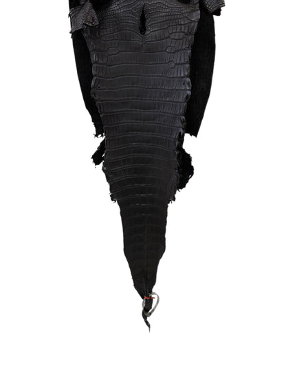 32 cm Grade 2/3 Black Matte Farm-Raised American Alligator Leather - Tag: LA23-0531581
