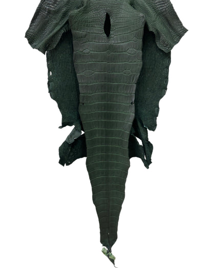 34 cm Grade 2/3 Forest Green Matte Wild American Alligator Leather - Tag: LA23-0051948