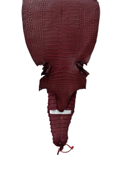 27 cm Grade 1/2 Bordeaux Matte Farm-Raised American Alligator Leather - Tag: FL21-0025119