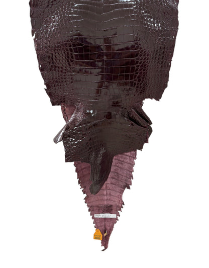 43 cm Grade 1/2 Burgundy Glazed Farm-Raised American Alligator Leather - Tag: GA13-0024552