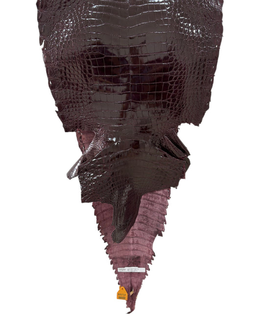43 cm Grade 1/2 Burgundy Glazed Farm-Raised American Alligator Leather - Tag: GA13-0024552