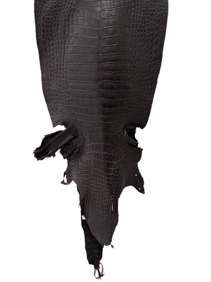 40 cm Grade 3/4 Black Matte Wild American Alligator Leather - Tag: FL24-0077507