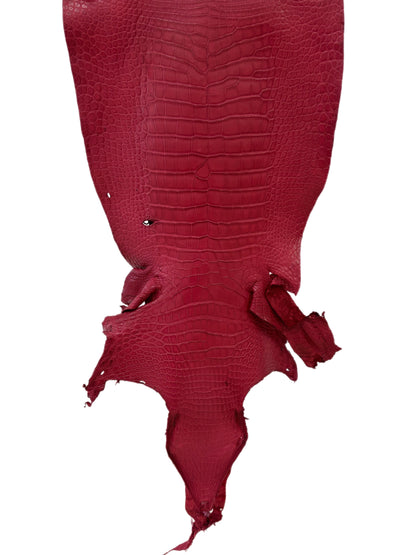 39 cm Grade 3/4 Scarlet Matte Wild American Alligator Leather - Tag: LA23-0030680