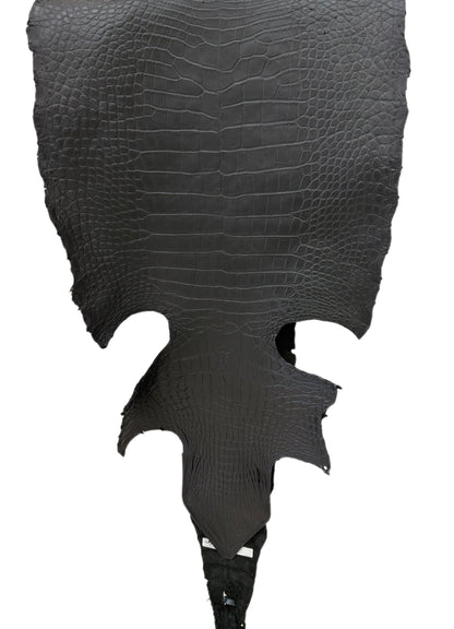 51 cm Grade 3/4 Black Matte Wild American Alligator Leather - Tag: LA22-0010486