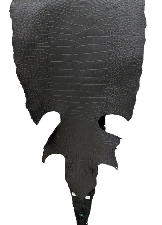 51 cm Grade 3/4 Black Matte Wild American Alligator Leather - Tag: LA22-0010486