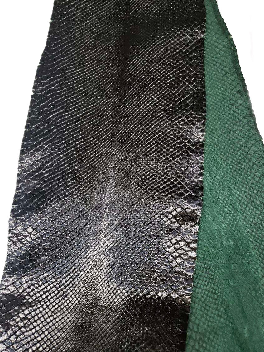 2.3 M Dark Green Glazed Front Cut Python Leather