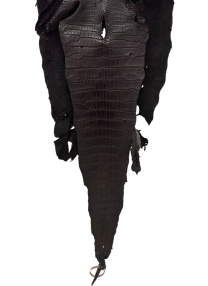 39 cm Grade 4/5 Black Matte Wild American Alligator Leather - Tag: LA23-0003009