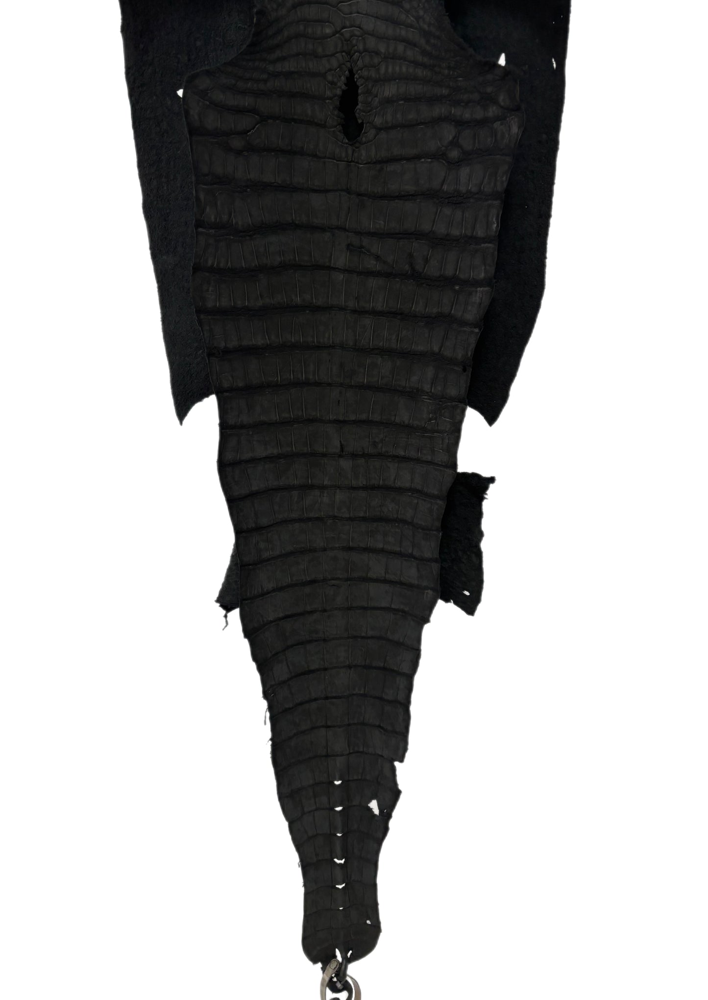 38 cm Grade 3/4 Black Nubuck Wild American Alligator Leather - Tag: LA23-0050614