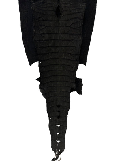 40 cm Grade 3/4 Black Nubuck Wild American Alligator Leather - Tag: LA23-0005280
