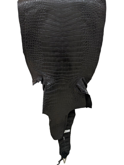 45 cm Grade 3/4 Black Matte Wild American Alligator Leather - Tag: LA23-0041175