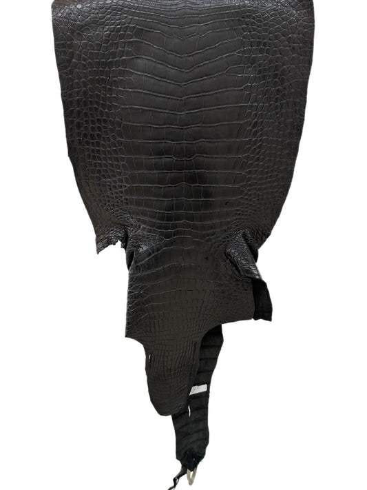 45 cm Grade 3/4 Black Matte Wild American Alligator Leather - Tag: LA23-0041175