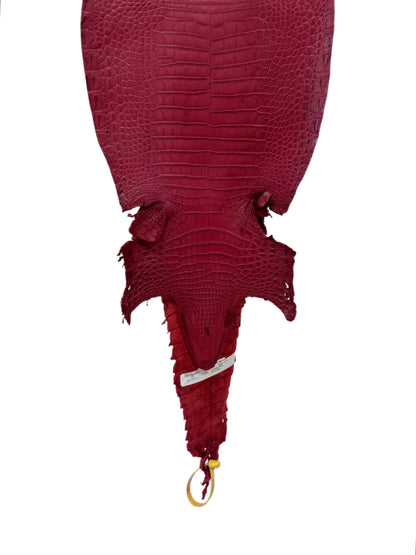 24 cm Grade 3/4 Scarlet Matte Farm-Raised American Alligator Leather - Tag: FL22-0030107