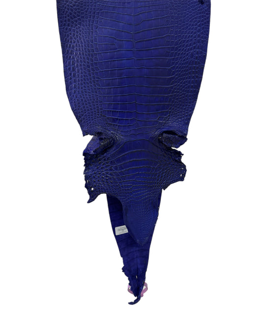 26 cm Grade 4/5 Cobalt Blue Matte Farm-Raised American Alligator Leather - Tag: FL21-0024951