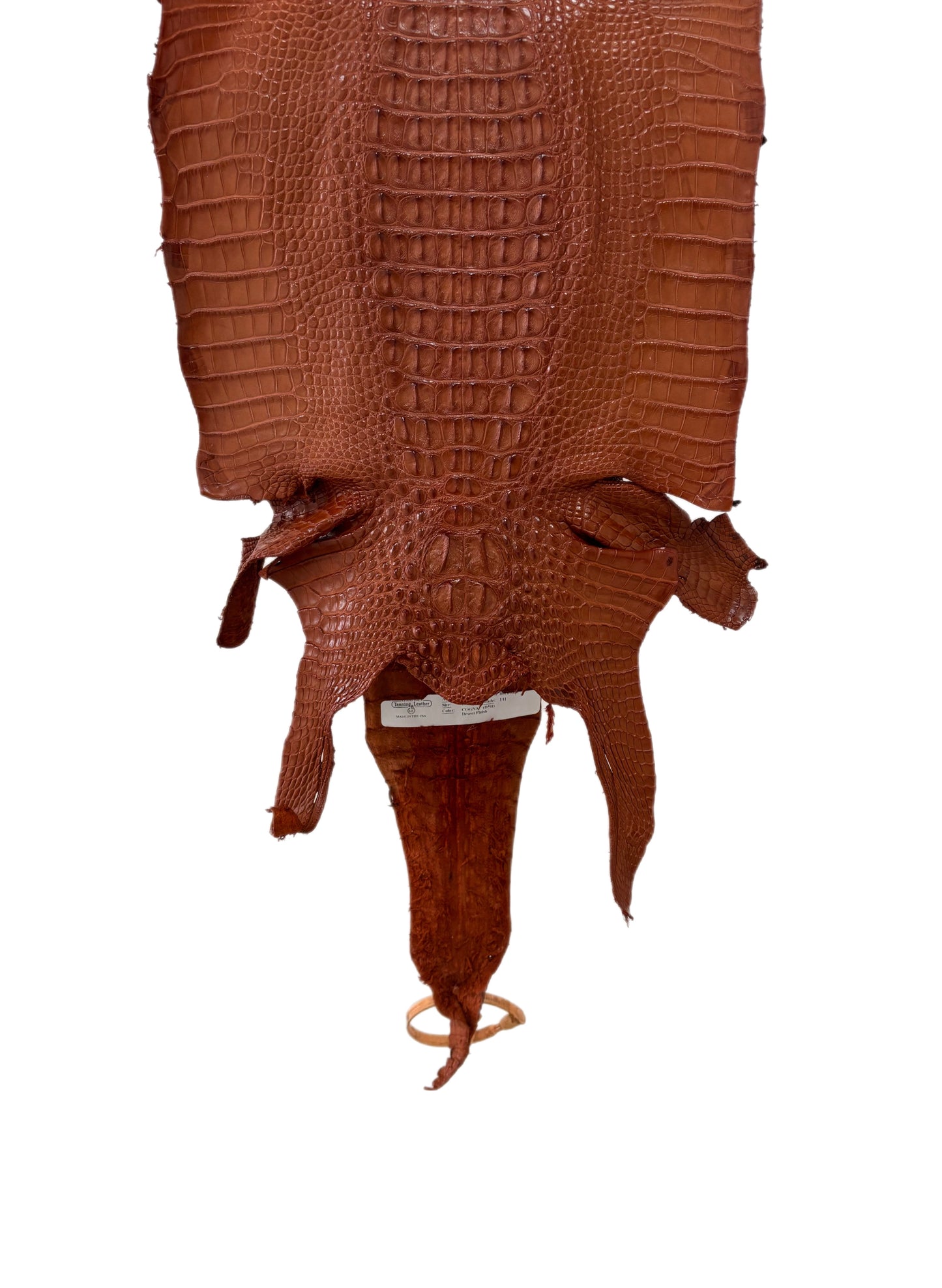 29 cm Grade 1/2 Cognac Matte Farm-Raised American Alligator Hornback Leather - Tag: LA23-0377053
