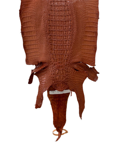 29 cm Grade 1/2 Cognac Matte Farm-Raised American Alligator Hornback Leather - Tag: LA23-0377053