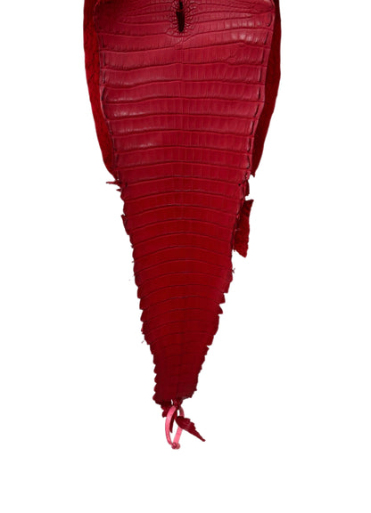 26 cm Grade 1/2 Candy Apple Red Matte Farm-Raised American Alligator Leather - Tag: FL21-0024851