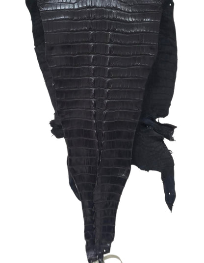 35 cm Grade 1/2 Black Matte Farm-Raised American Alligator Hornback Leather - Tag: LA23-0377161