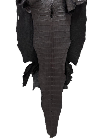 50 cm Grade 2/3 Black Matte Wild American Alligator Leather - Tag: LA22-0018177