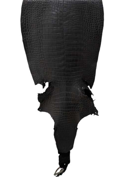 38 cm Grade 4/5 Black Matte Wild American Alligator Leather - Tag: LA23-0003202