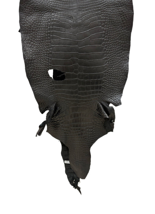 44 cm Grade 3/4 Black Matte Wild American Alligator Leather - Tag: LA23-0014445