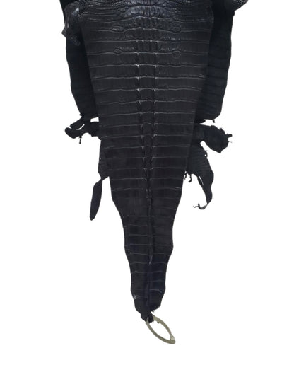 36 cm Grade 1/2 Black Matte Farm-Raised American Alligator Hornback Leather - Tag: LA23-0377045