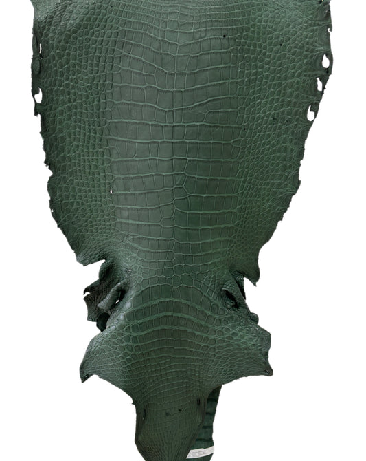 44 cm Grade 4/5 Forest Green Matte Wild American Alligator Leather - Tag: LA23-0003261
