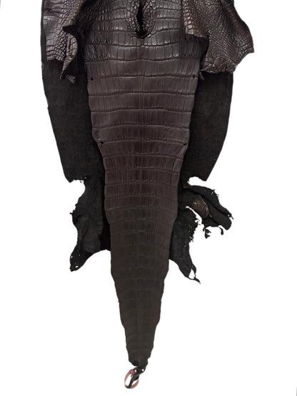 40 cm Grade 3/4 Black Matte Wild American Alligator Leather - Tag: FL24-0077507