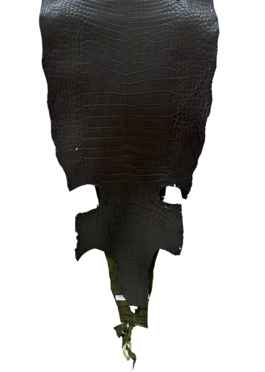 36 cm Grade 2/3 Olive Antique Wild American Alligator Leather - Tag: LA23-0002090