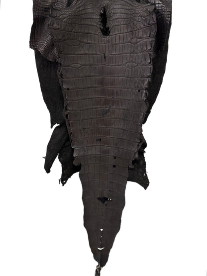 44 cm Grade 3/4 Black Matte Wild American Alligator Leather - Tag: LA23-0003704