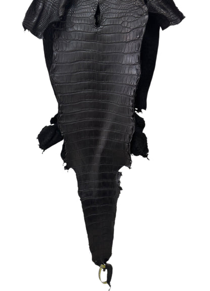 34 cm Grade 1/2 Black Matte Farm-Raised American Alligator Leather - Tag: LA25-0311111