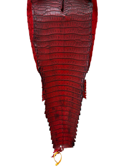 30 cm Grade 1/2 Candy Apple Red Antique Farm-raised American Alligator Leather - Tag: FL22-0030320