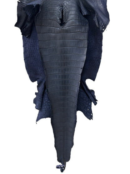 43 cm Grade 1/2 Navy Blue Matte Wild American Alligator Leather - Tag: FL24-0077515
