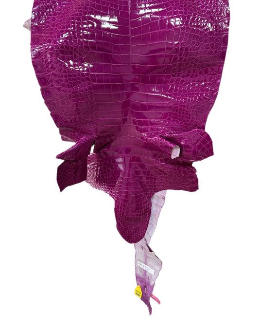 52 cm Grade 2/3 Magenta Glazed Farm Raised American Alligator Leather - Tag: FL14-0003674