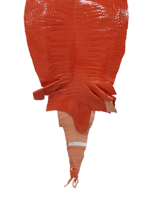 40 cm Grade 1/2 Mandarina Glazed Farm-Raised American Alligator Leather - Tag: LA14-0074051