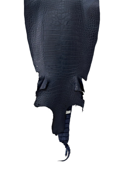 39 cm Grade 3/4 Navy Blue Matte Wild American Alligator Leather - Tag: LA23-0003034