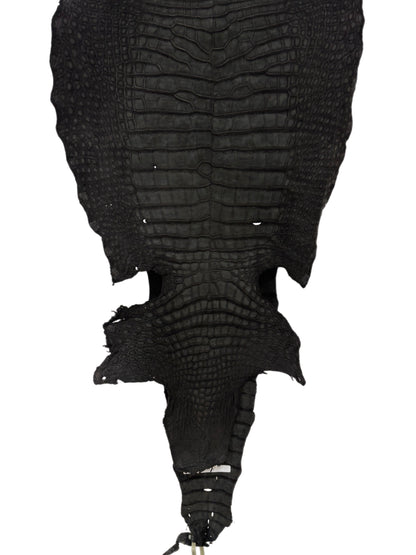 48 cm Grade 3/4 Black Nubuck Wild American Alligator Leather - Tag: LA23-0013464
