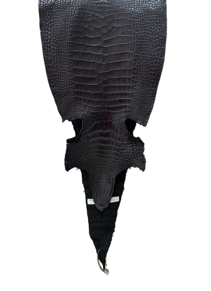 30 cm Grade 1/2 Metallic Black Shimmer Matte Farm-Raised American Alligator Leather - Tag: LA17-0274683