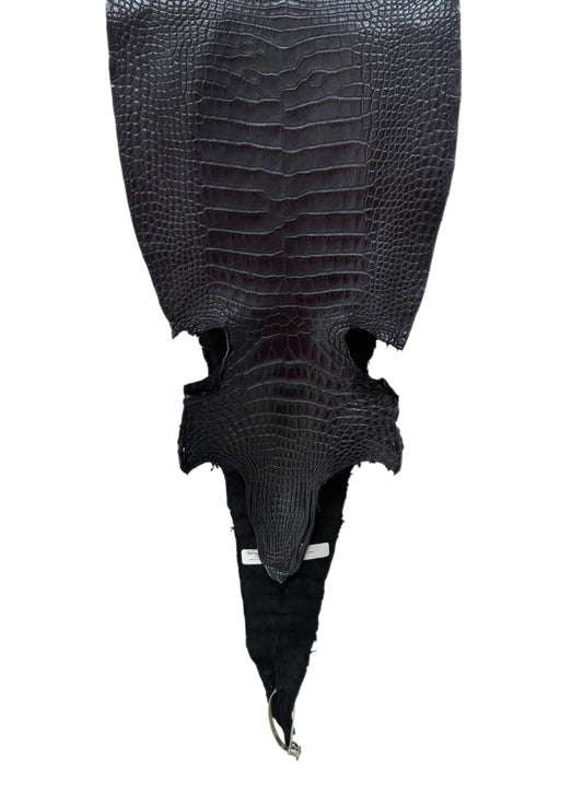 30 cm Grade 1/2 Metallic Black Shimmer Matte Farm-Raised American Alligator Leather - Tag: LA17-0274683