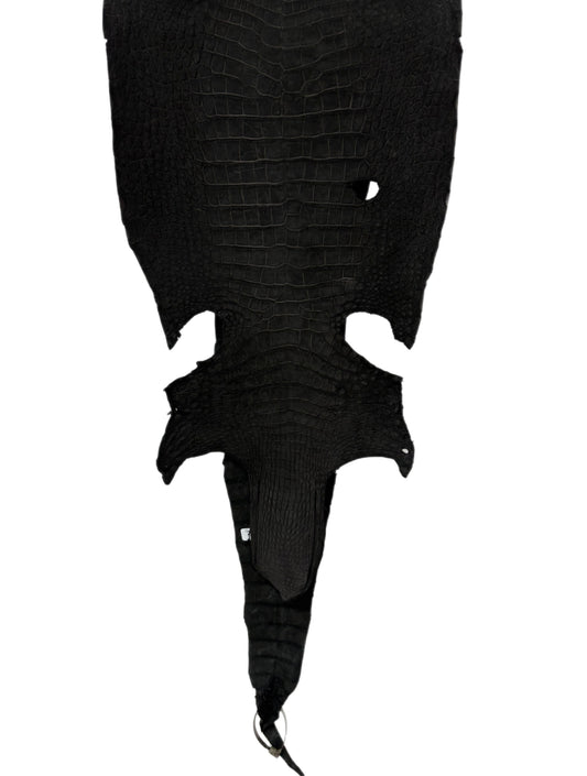 37 cm Grade 3/4 Black Nubuck Wild American Alligator Leather - Tag: LA23-0015212