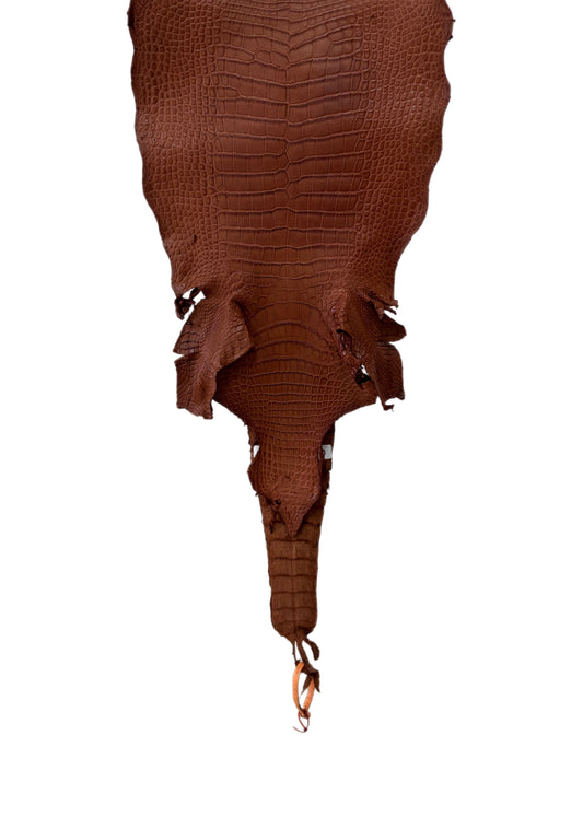 32 cm Grade 3/4 Rustic Cognac Matte Wild American Alligator Leather - Tag: LA18-0011928