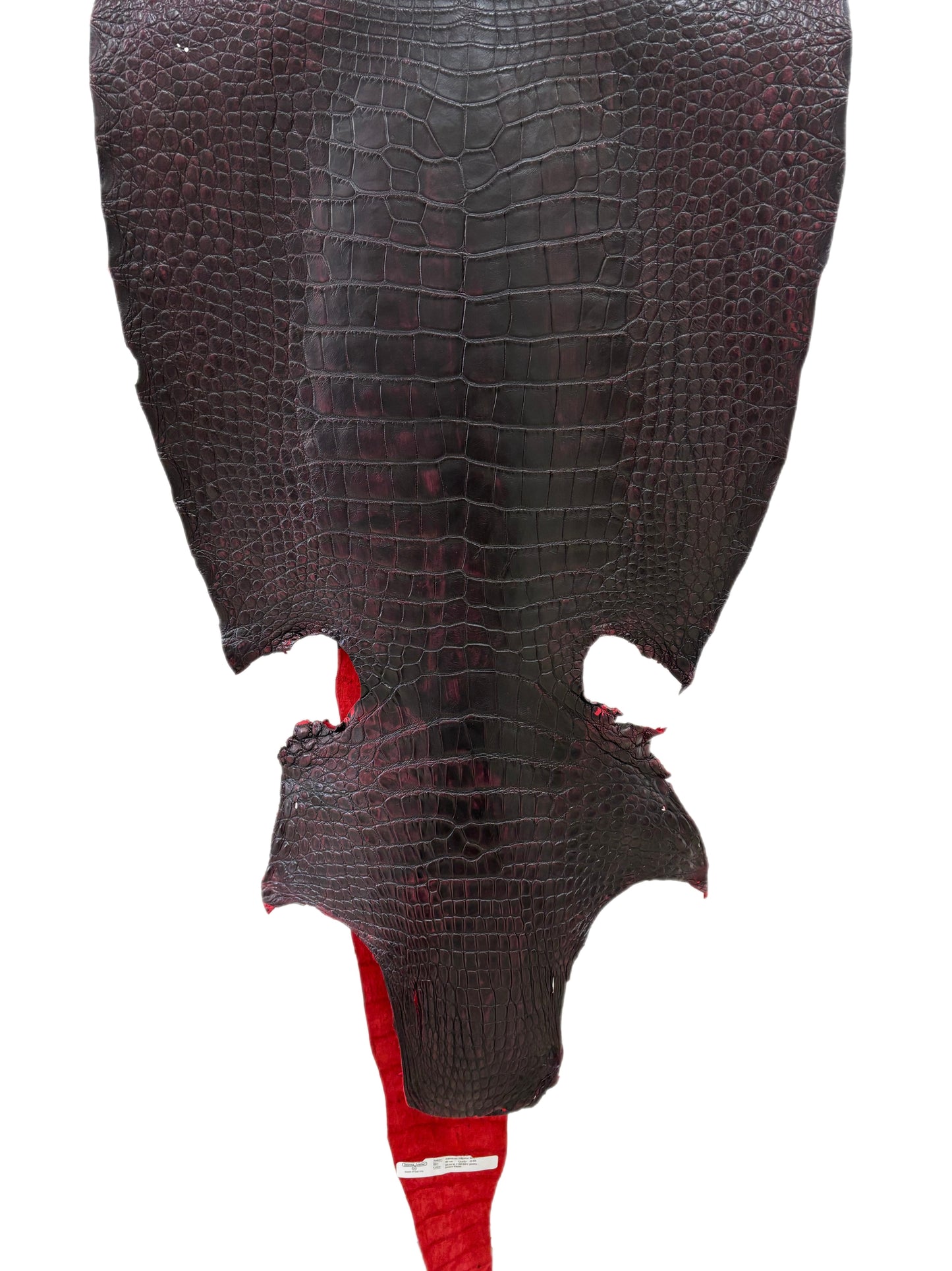 50 cm Grade 2/3 Black Cherry Matte Wild American Alligator Leather - Tag: LA24-0008237