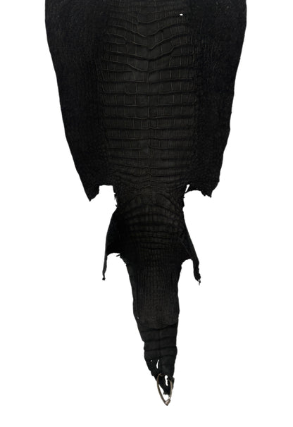 38 cm Grade 4/5 Black Nubuck Wild American Alligator Leather - Tag: LA23-0004496