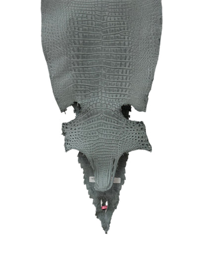 New Color and Finish! 29 cm Grade 1/2 Charcoal Grey Nubuck Farm-Raised American Alligator Leather - Tag: FL21-0024464