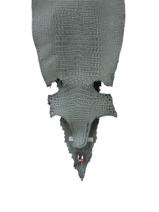 New Color and Finish! 29 cm Grade 1/2 Charcoal Grey Nubuck Farm-Raised American Alligator Leather - Tag: FL21-0024464