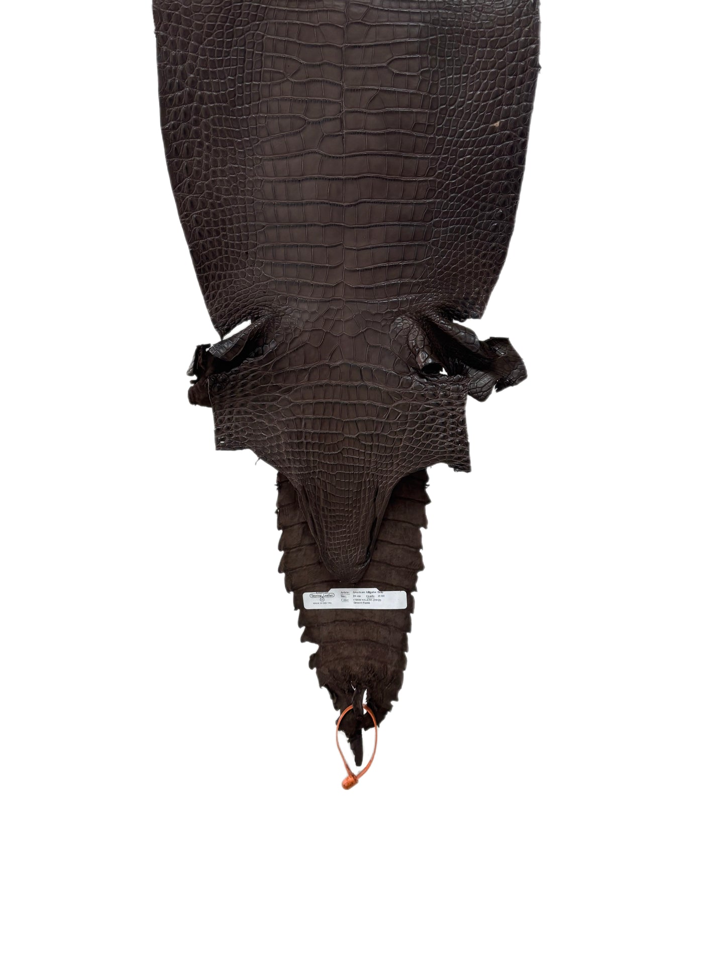29 cm Grade 2/3 Chocolate Matte Farm-Raised American Alligator Leather - Tag: FL21-0024447