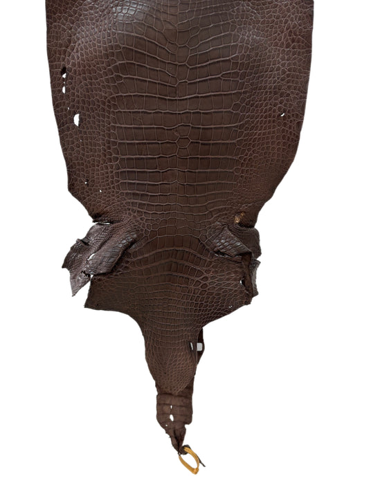 39 cm Grade 3/4 Chocolate Matte Wild American Alligator Leather - Tag: LA23-0020981