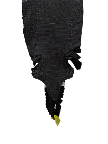 21 cm Grade 1/2 Black Matte Wild American Alligator Leather - Tag: LA08-0234226